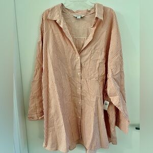 Red and white striped button down boyfriend shirt, old navy, 4X